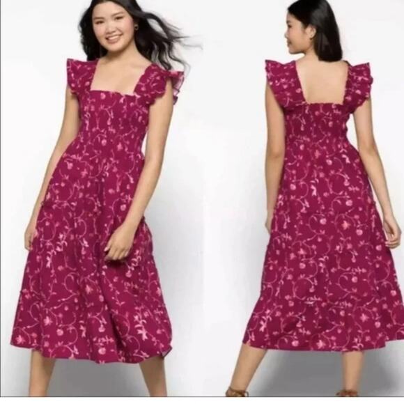 Hill House Dresses & Skirts - Hill House size 2x Ellie nap dress burgundy botanical red Pink trad cottage boh